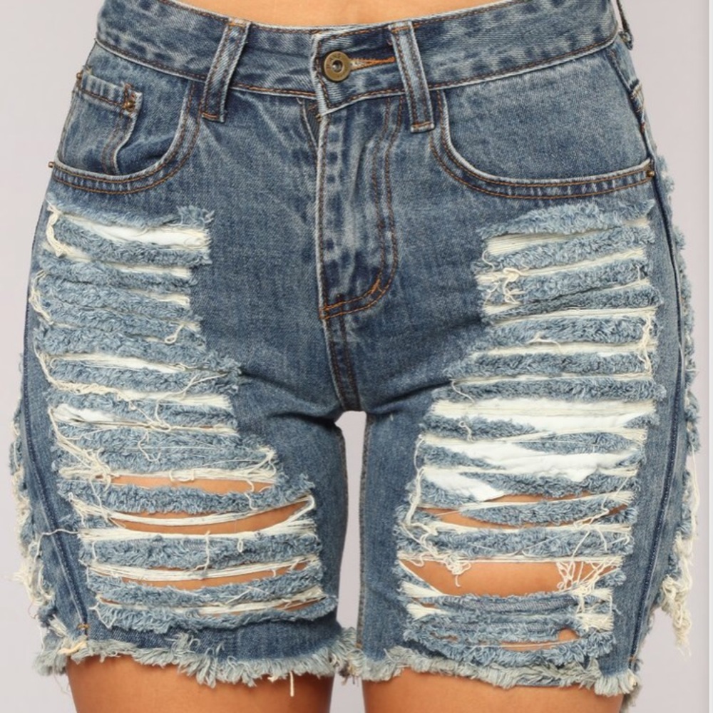 FASHION NOVA Distressed Denim Shorts, NEVER WORN